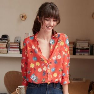 SÉZANE x Kero Pierro Floral Long Sleeve Cotton Silk Top